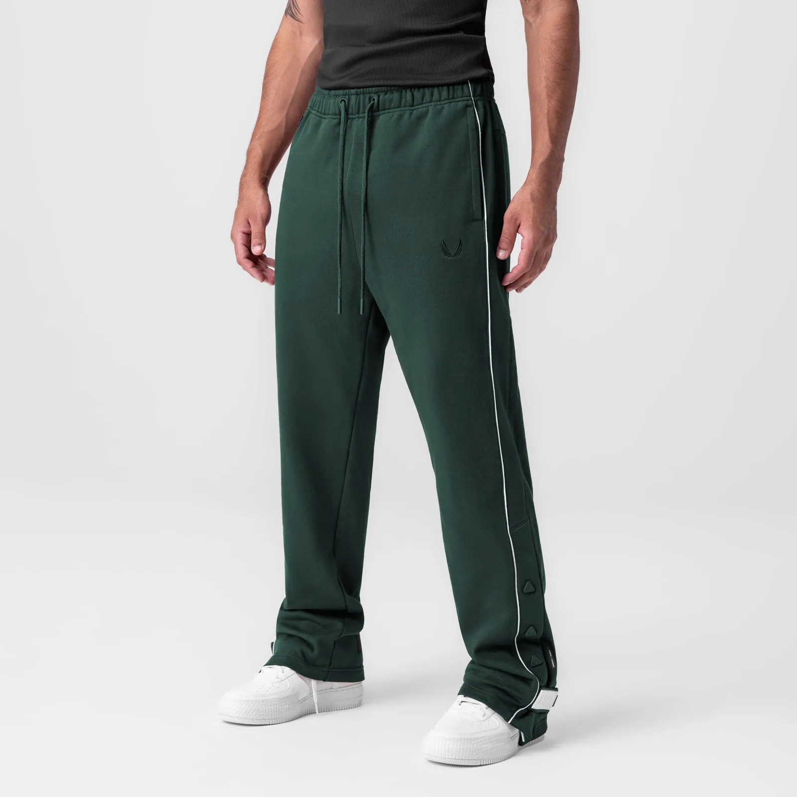 0998. Herringbone Terry Snap Button Sweats - Forest Green