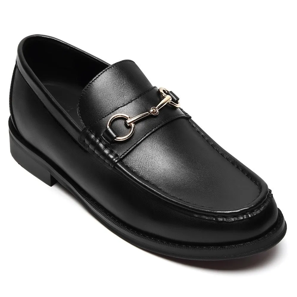 5 CM/1.95 Inches CMR CHAMARIPA  Men's Black Leather Height-Increasing Loafers