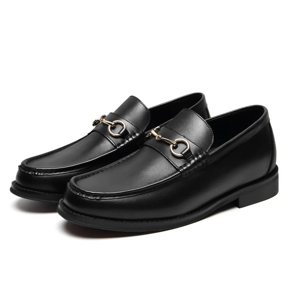 5 CM/1.95 Inches CMR CHAMARIPA  Men's Black Leather Height-Increasing Loafers