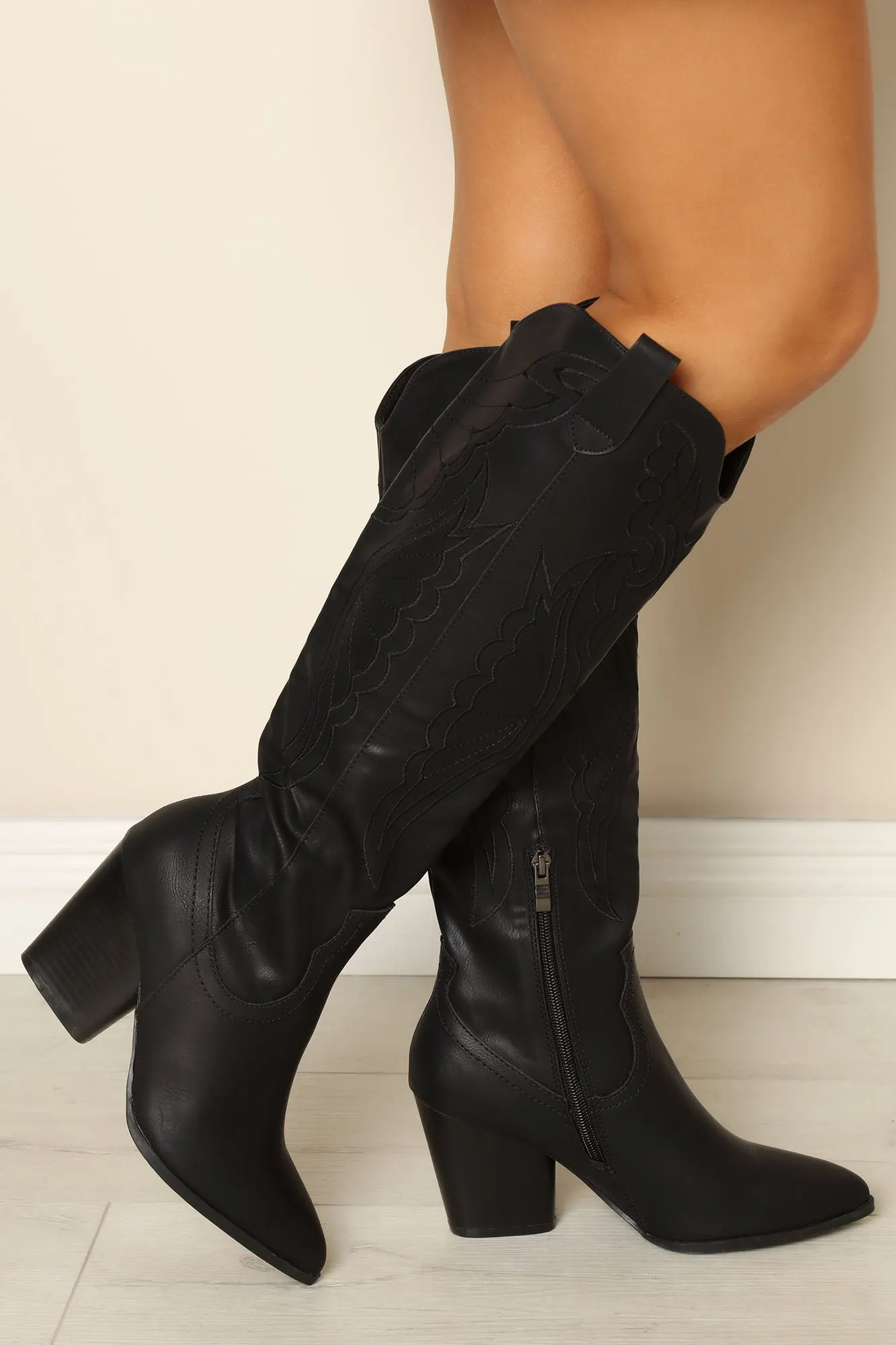 Always A Good Time Knee High Boots - Black