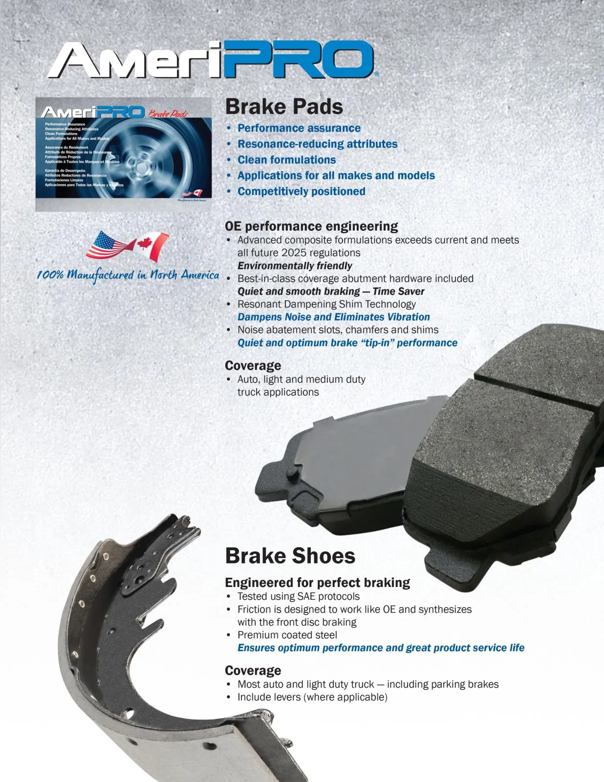 AME Improved Performance Disc Brake Pads Parking Shoes for Ford Expedition 03-06