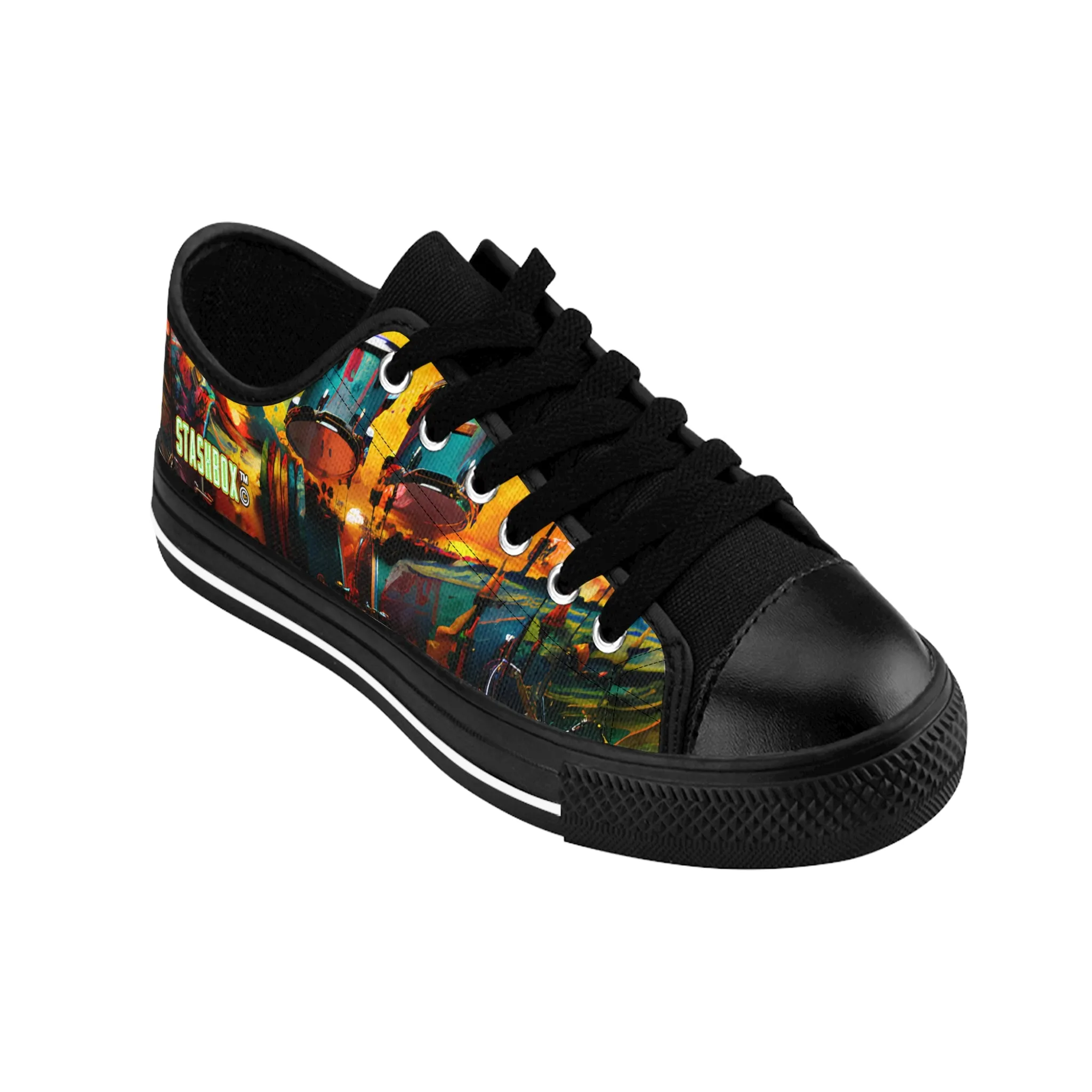 Artistic Drumset Color Explosion - Custom Men's Sneakers - Music Design #002