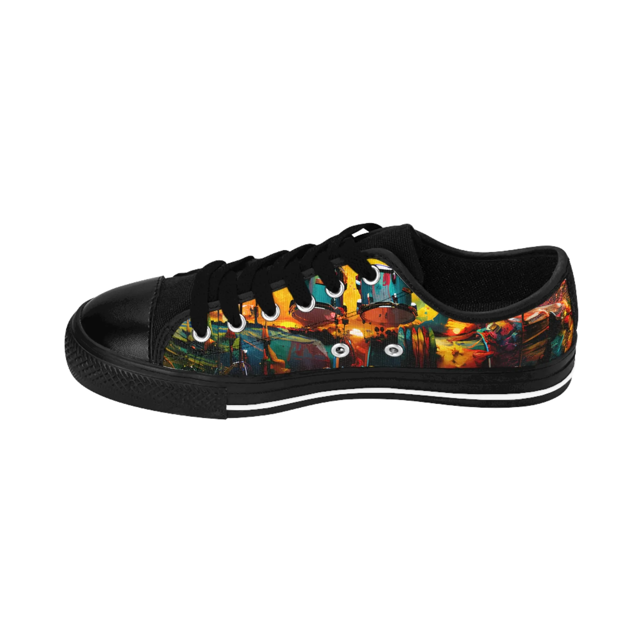 Artistic Drumset Color Explosion - Custom Men's Sneakers - Music Design #002