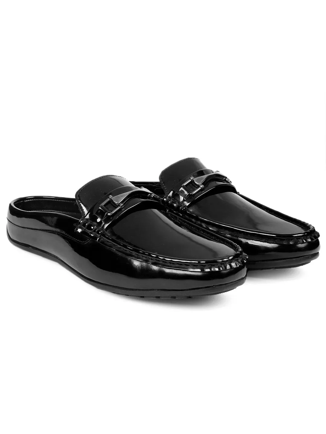 Bacca Bucci JAMBOREE Fashion Mules/Clogs/Backless Loafers for Party/Travel/Office-Shiny Black