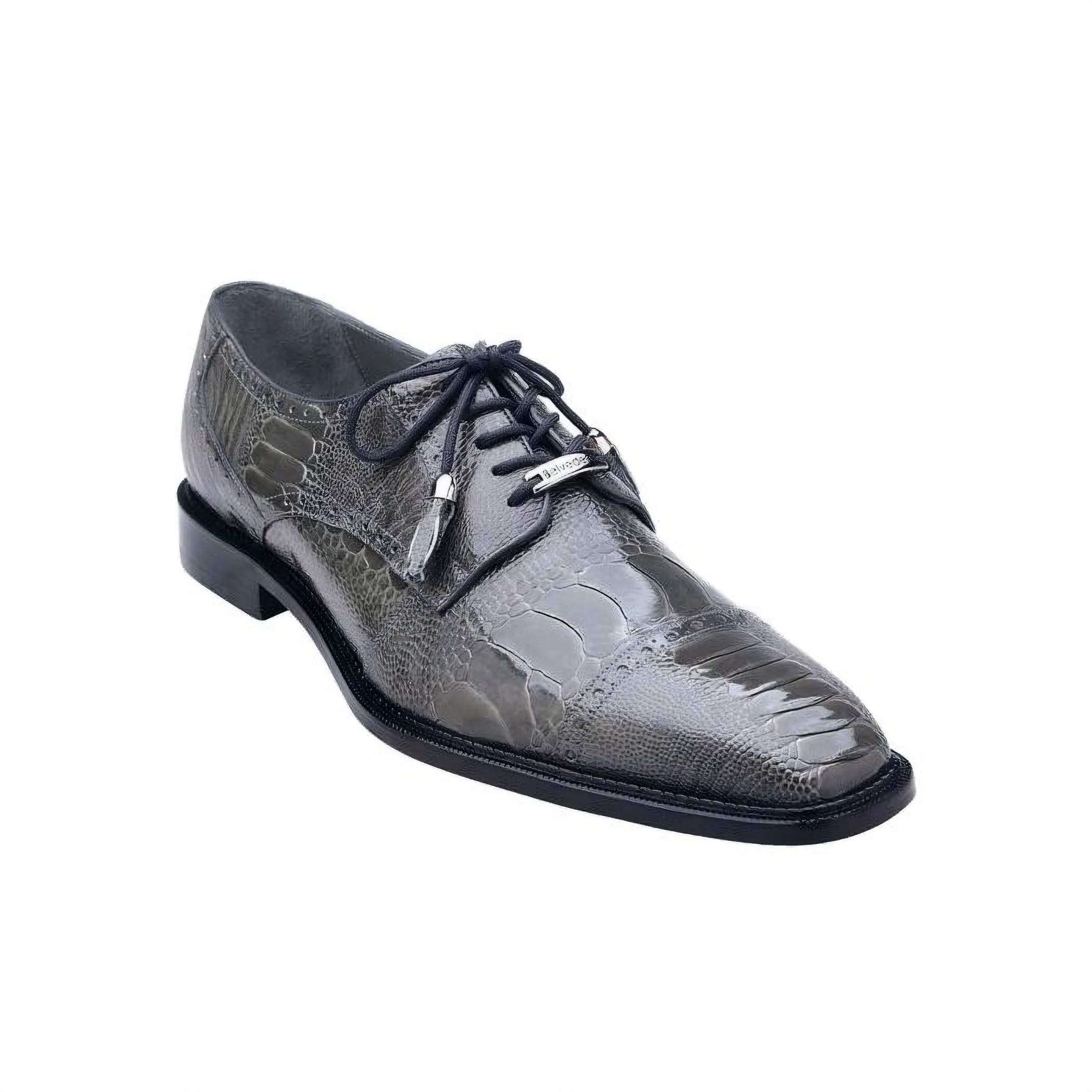 Belvedere Batta in Gray Genuine Ostrich Oxfords