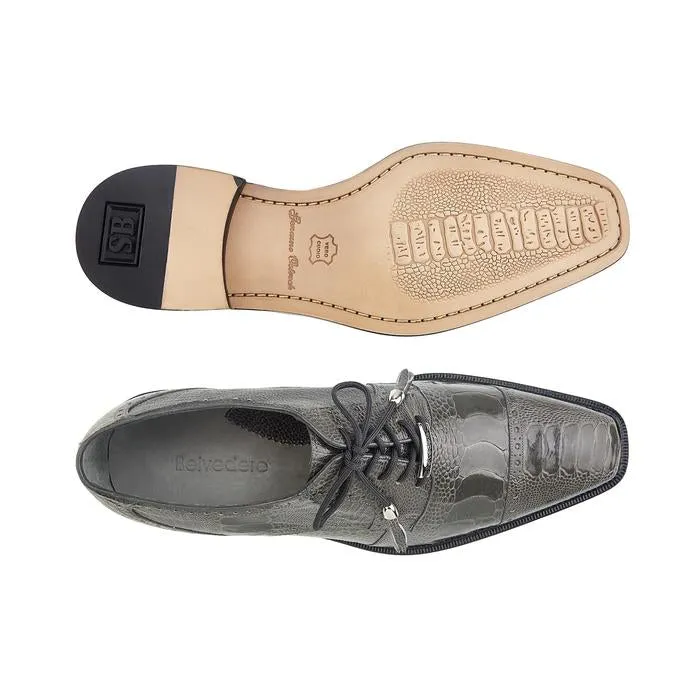 Belvedere Batta in Gray Genuine Ostrich Oxfords