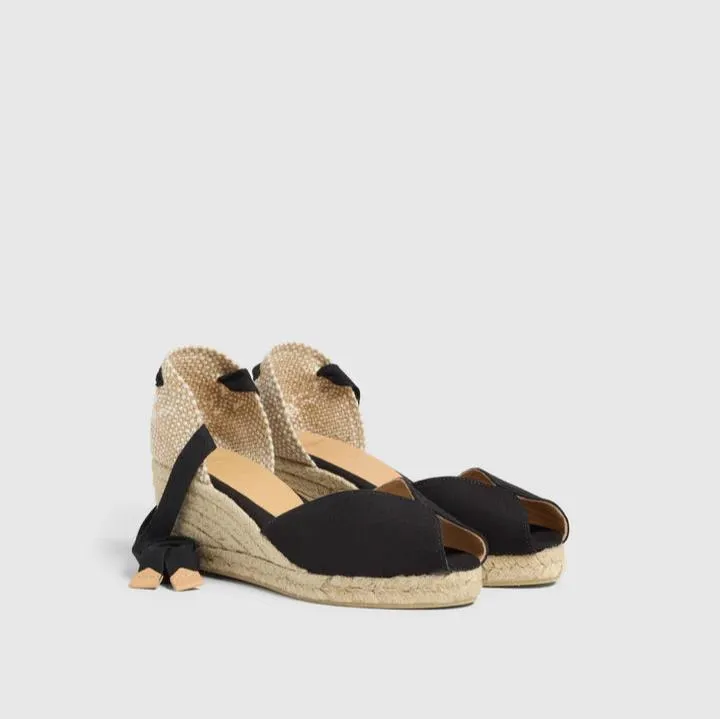 Bilina Wedge Black Espadrille