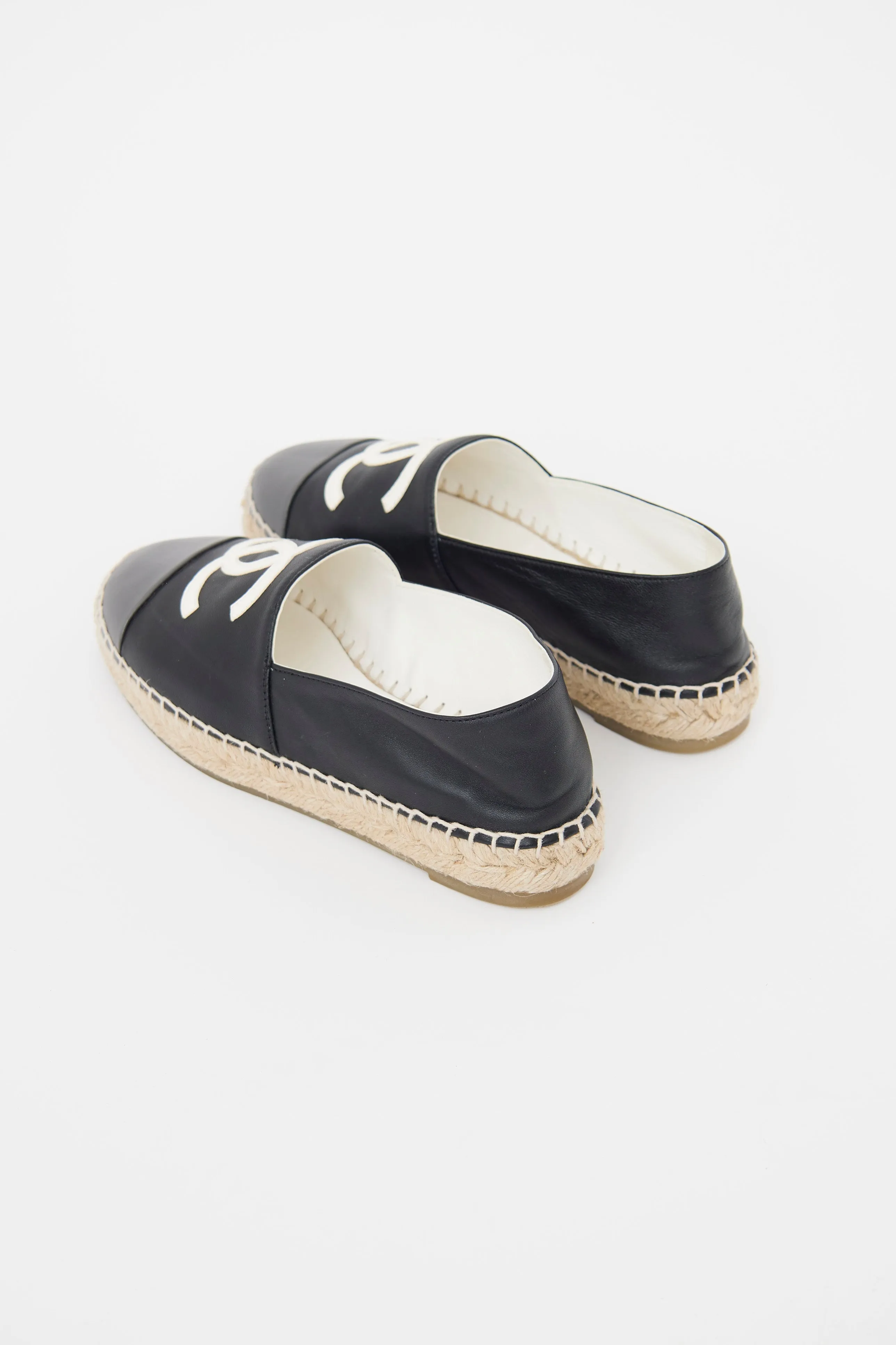 Black & Grey Cap Toe CC Espadrille Flat