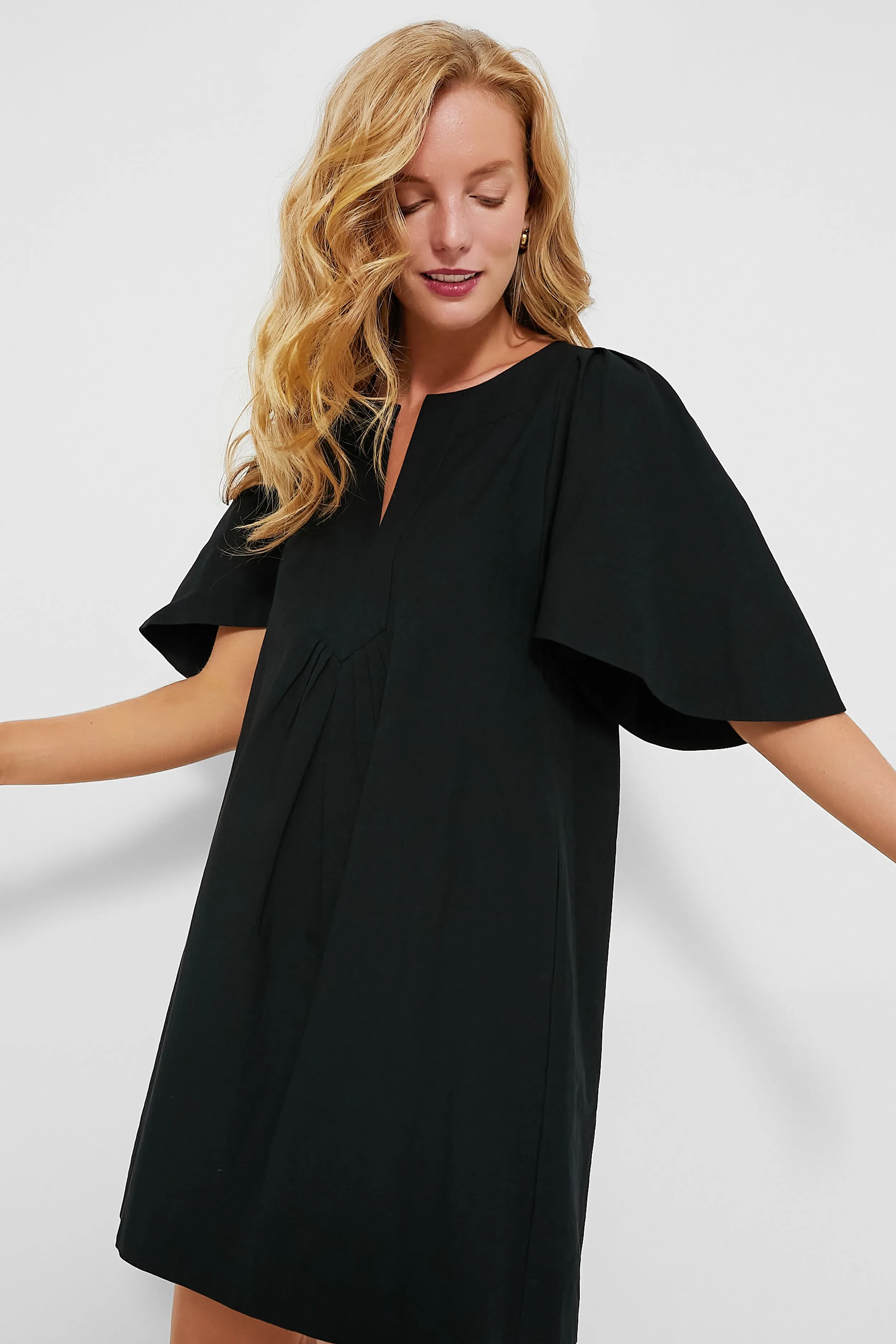 Black Finley Flutter Sleeve Dress