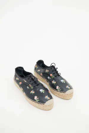 Black Floral Platform Espadrille