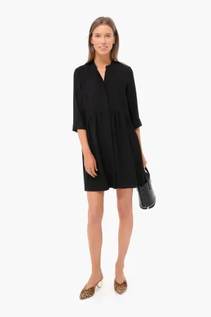 Black Silk Royal Shirt Dress