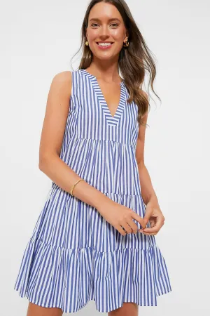 Blue and White Stripe Sleeveless Cotton Poplin Kenzo Dress