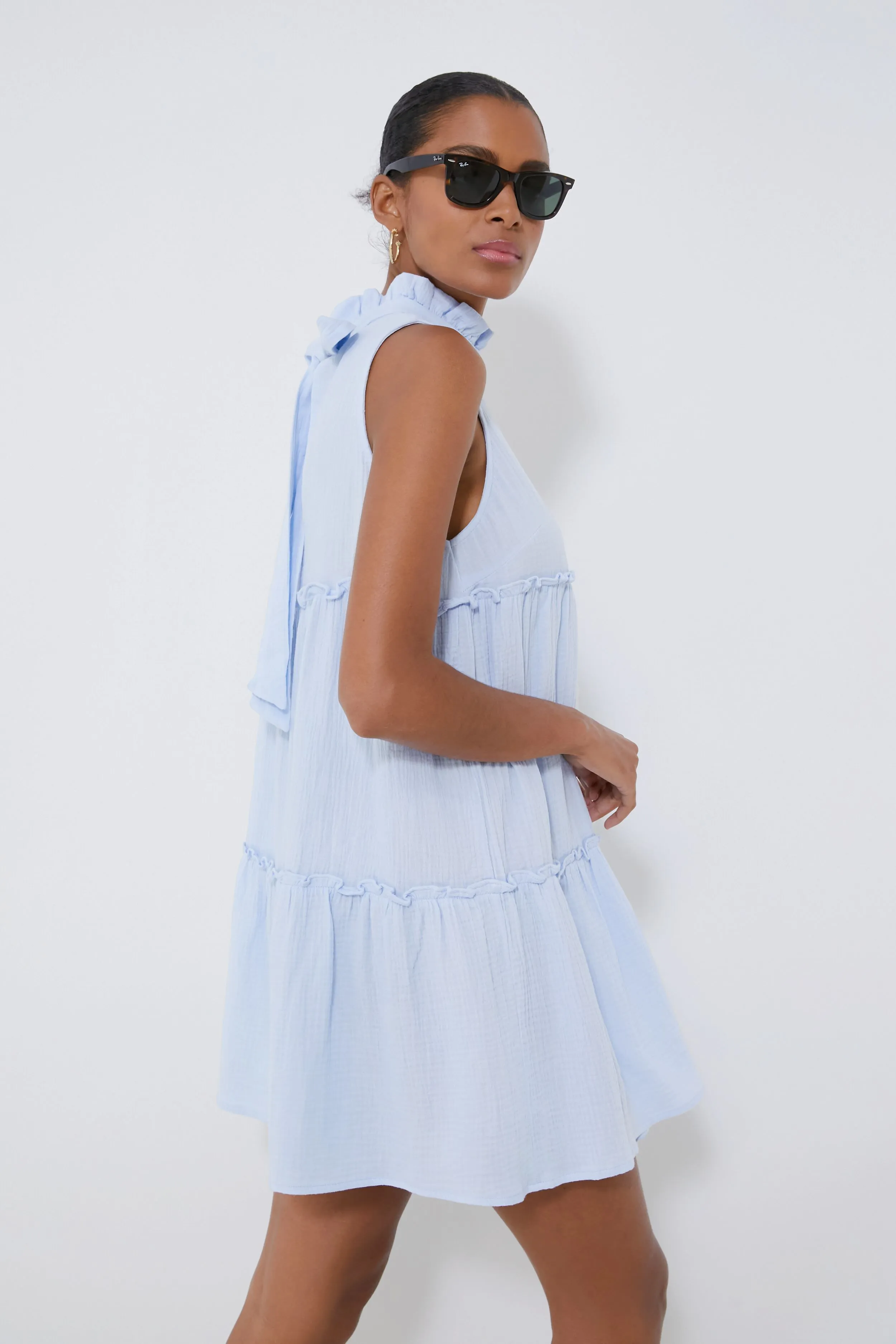 Blue Lightweight Gauze Morgan Dress