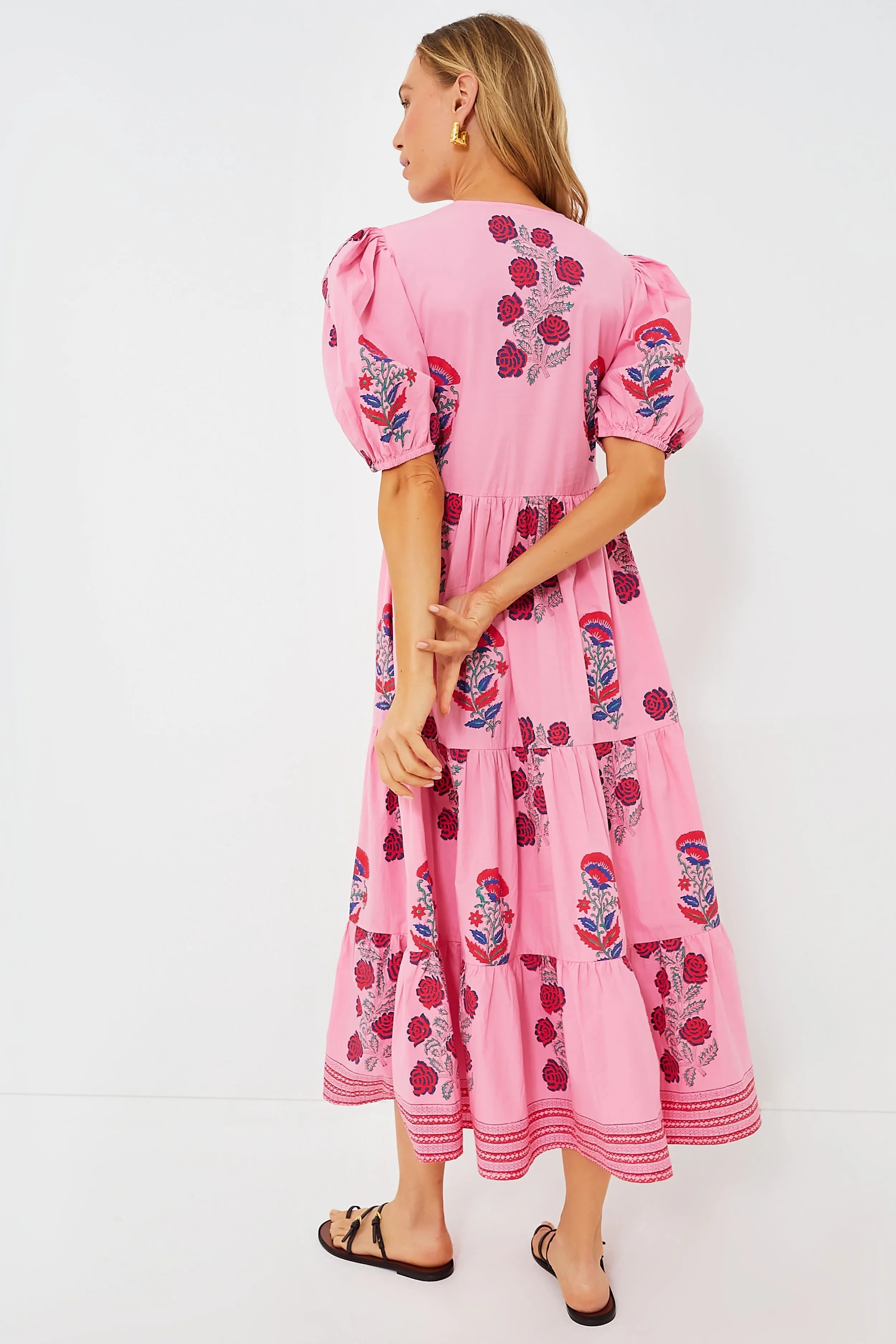 Boca Pink Puff Sleeve Maxi Dress