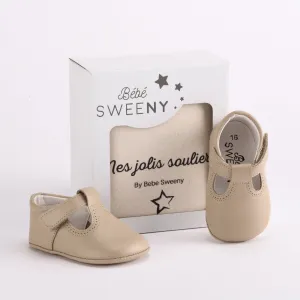 Boys Beige Leather Pre-Walker Shoes