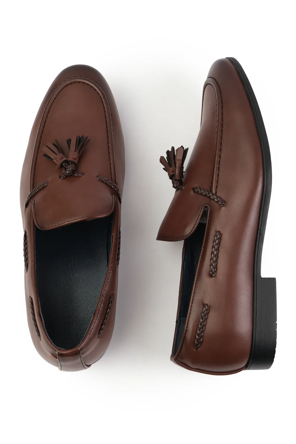 BRADLEY SLIP ON BRAIDED LOAFERS IN BROWN