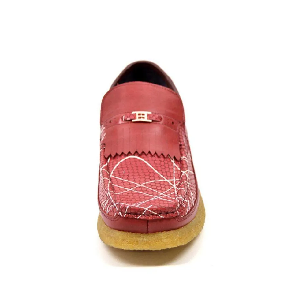 British Walkers Apollo 2 Men's Red Snake Skin Crepe Sole Shoes