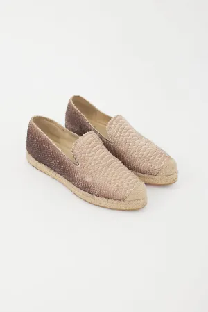 Brown Textured Espadrille Flat