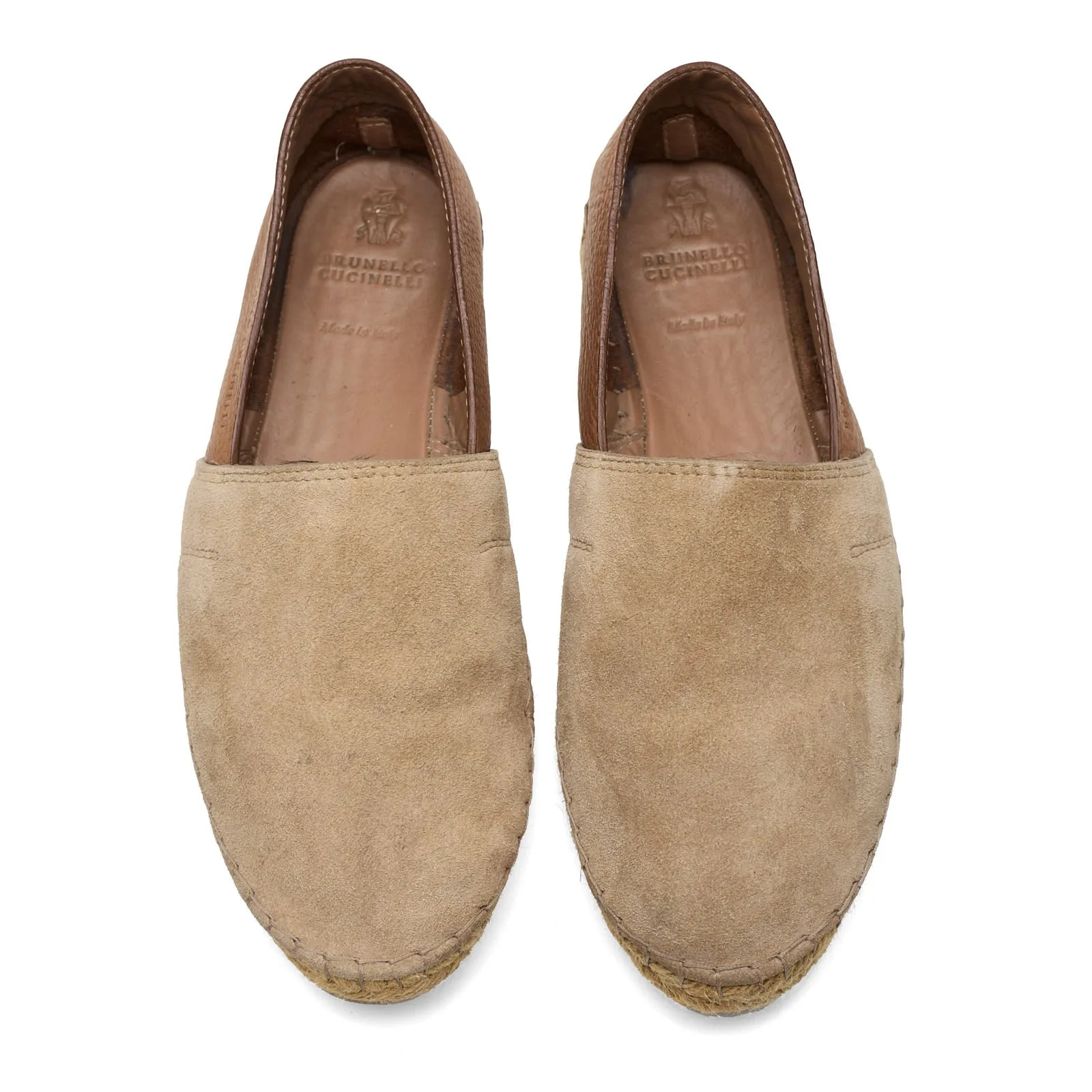 BRUNELLO CUCINELLI Beige-Brown Suede Leather Espadrilles Shoes EU 42 US 9