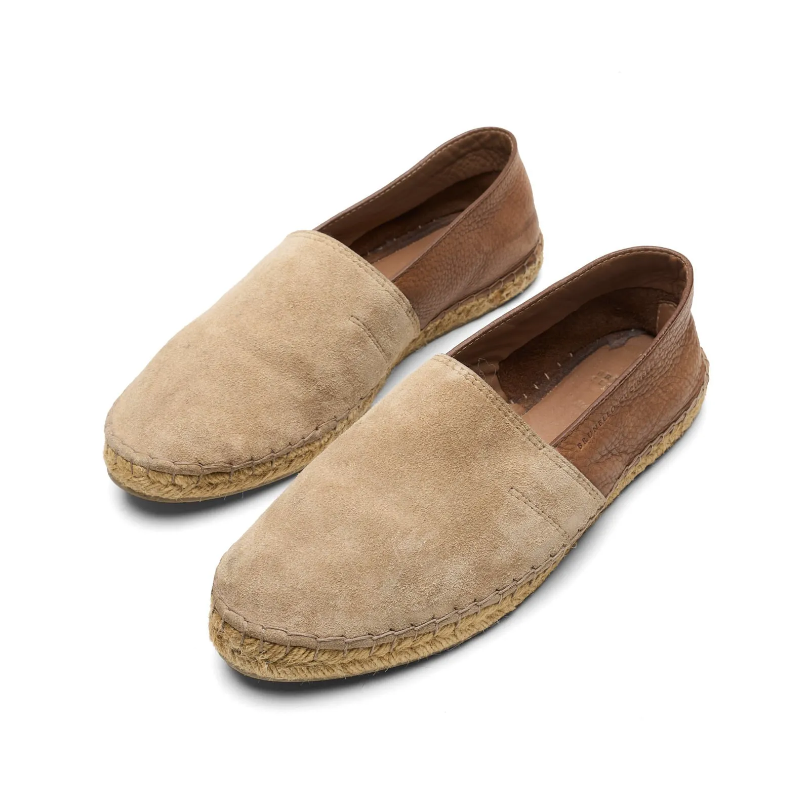 BRUNELLO CUCINELLI Beige-Brown Suede Leather Espadrilles Shoes EU 42 US 9