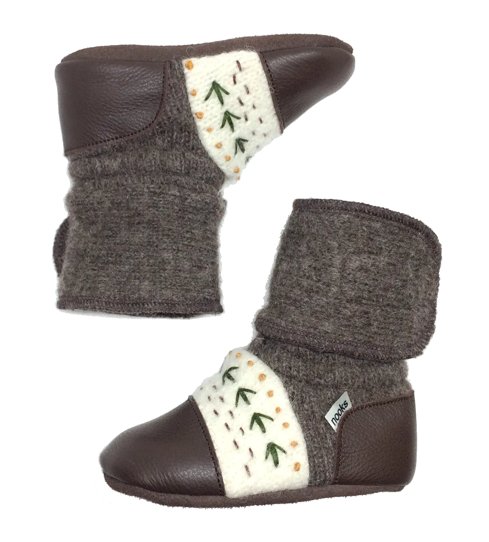 Carmanah Embroidered Felted Wool Booties