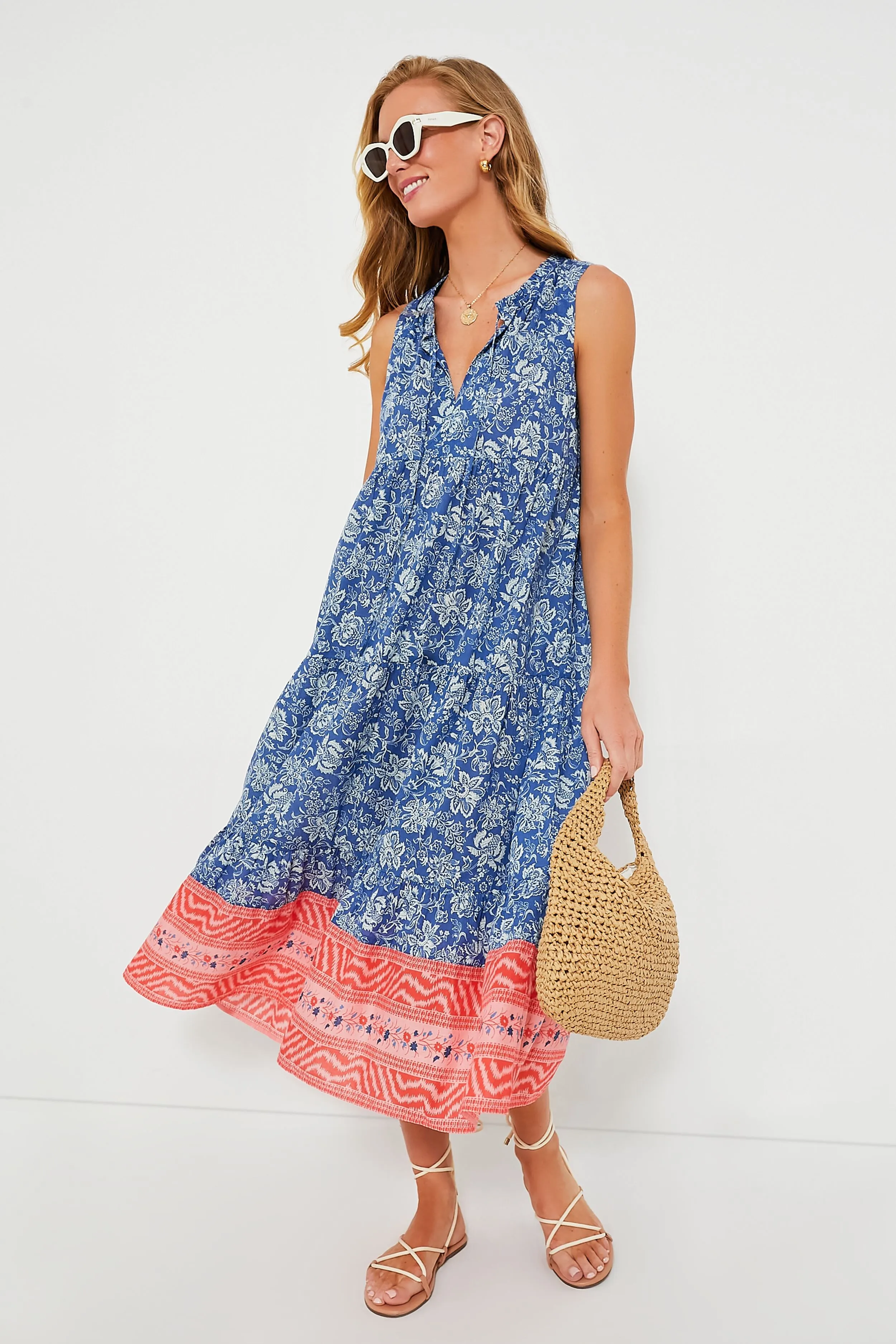 Cobalt Bouquet Salty Paloma Caftan