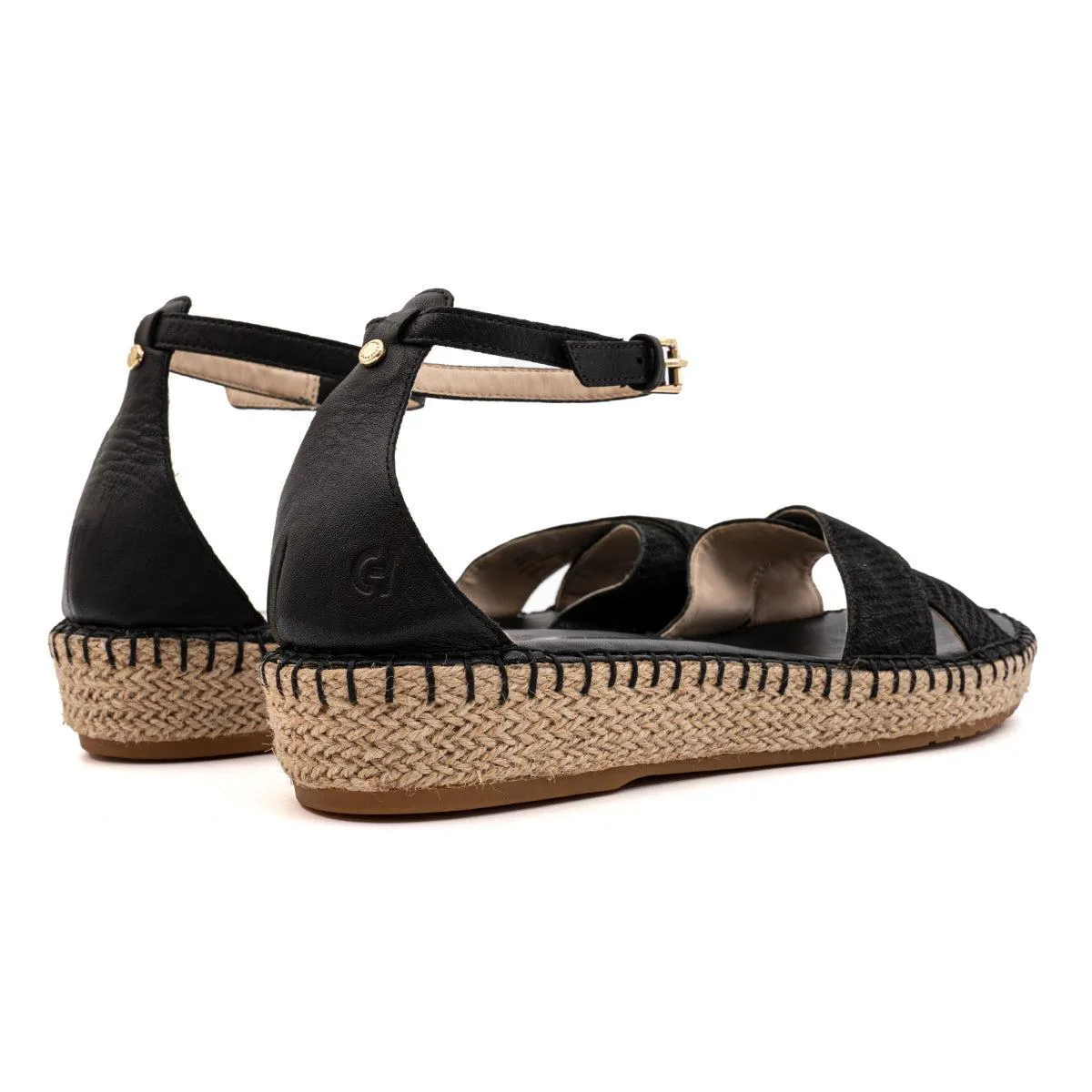 Cole Haan Cloudfeel Sandals Espadrilles Leather Black Colour For Women