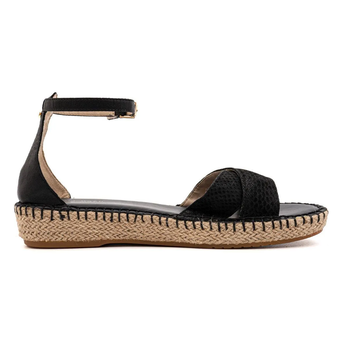 Cole Haan Cloudfeel Sandals Espadrilles Leather Black Colour For Women