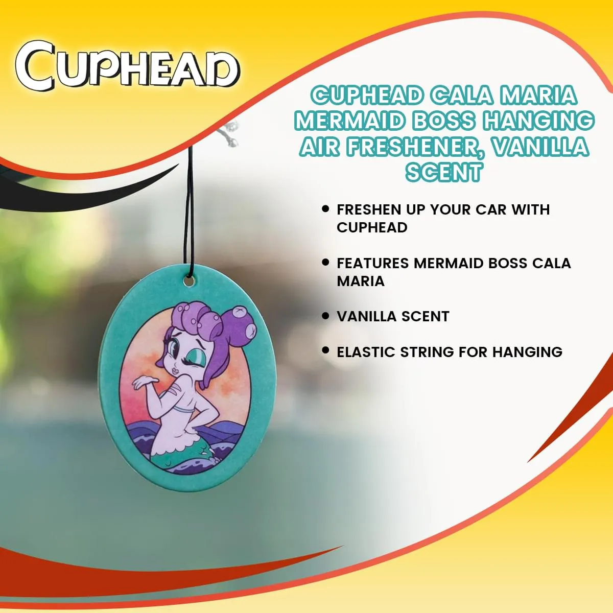 Cuphead Cala Maria Mermaid Boss Hanging Air Freshener, Vanilla Scent