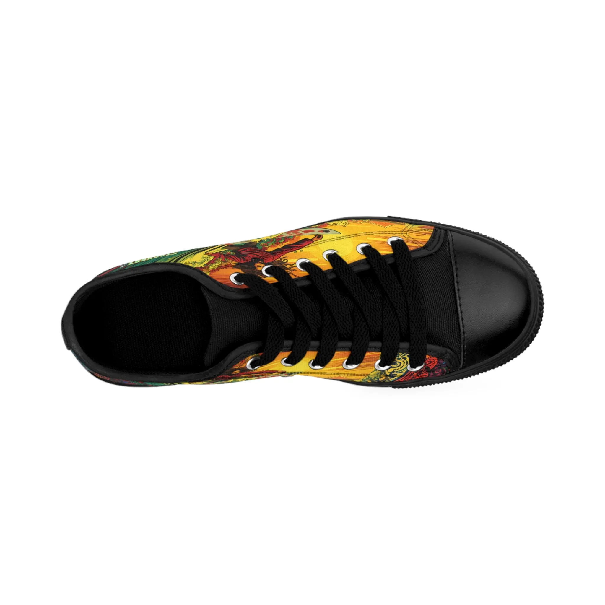 Custom Men's Sneakers Rastaman Surfing Wave Green Yellow Red Surfboard 005