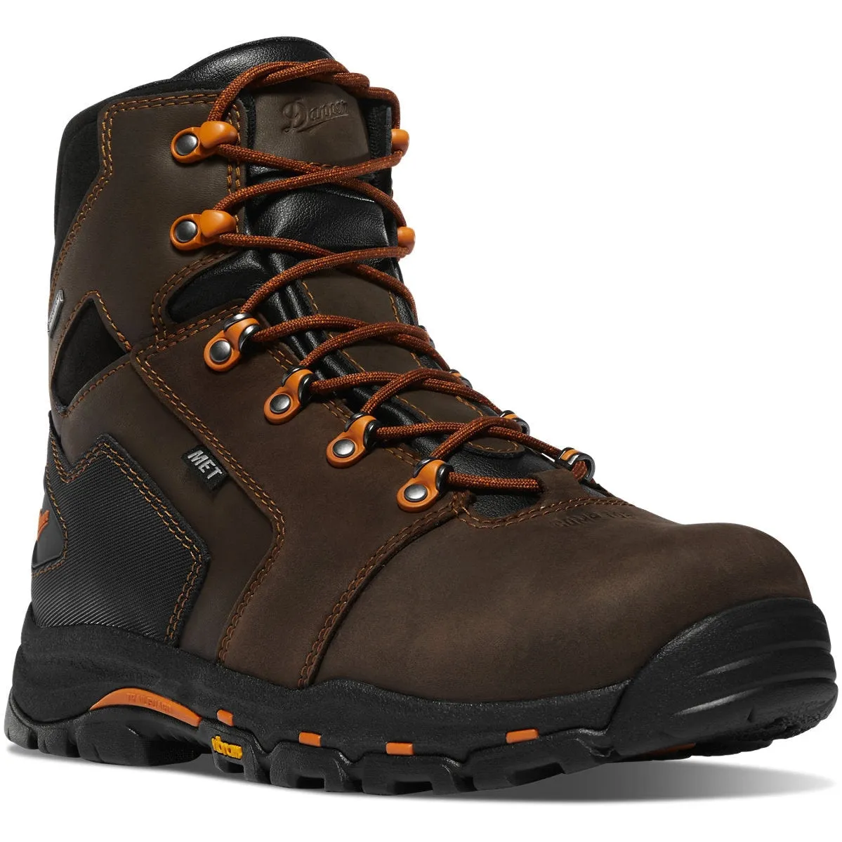 Danner Men's Vicious 6" Safety Toe WP Slip Resist Work Boot -Brown- 13880