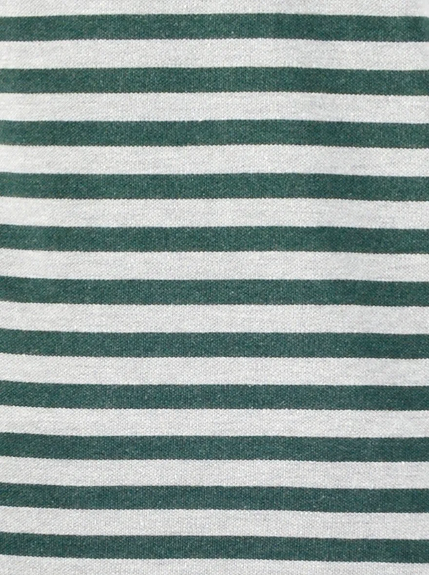 Dark Green & Grey Striped Slim Fit Polo T-shirt | Greenfibre