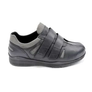 DB Devon - Mens Extra Wide  Velcro Shoe - 6V(6E-8E) Fitting - Black/Grey