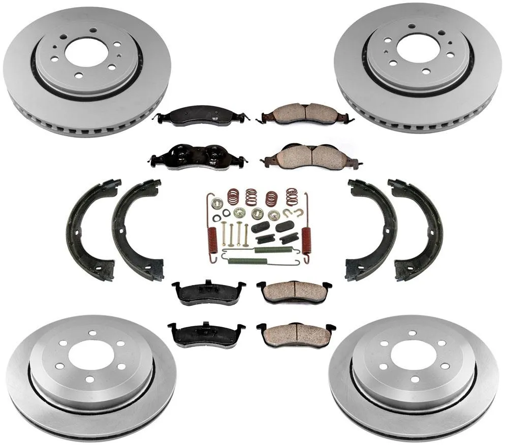 Disc Rotors Brake Pads Parking Shoes Spring Kit for Ford Expedition 2007-2009