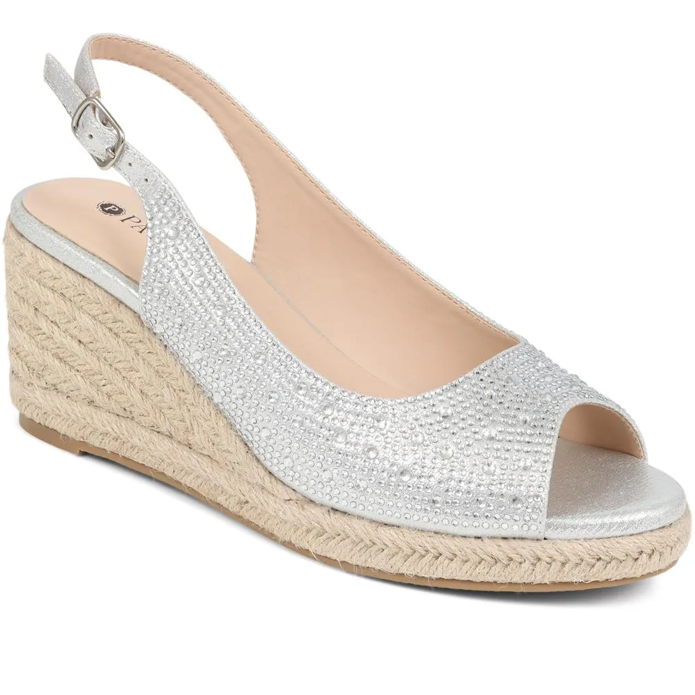 Embellished Espadrille Sandals - HUANG39007 / 324 903