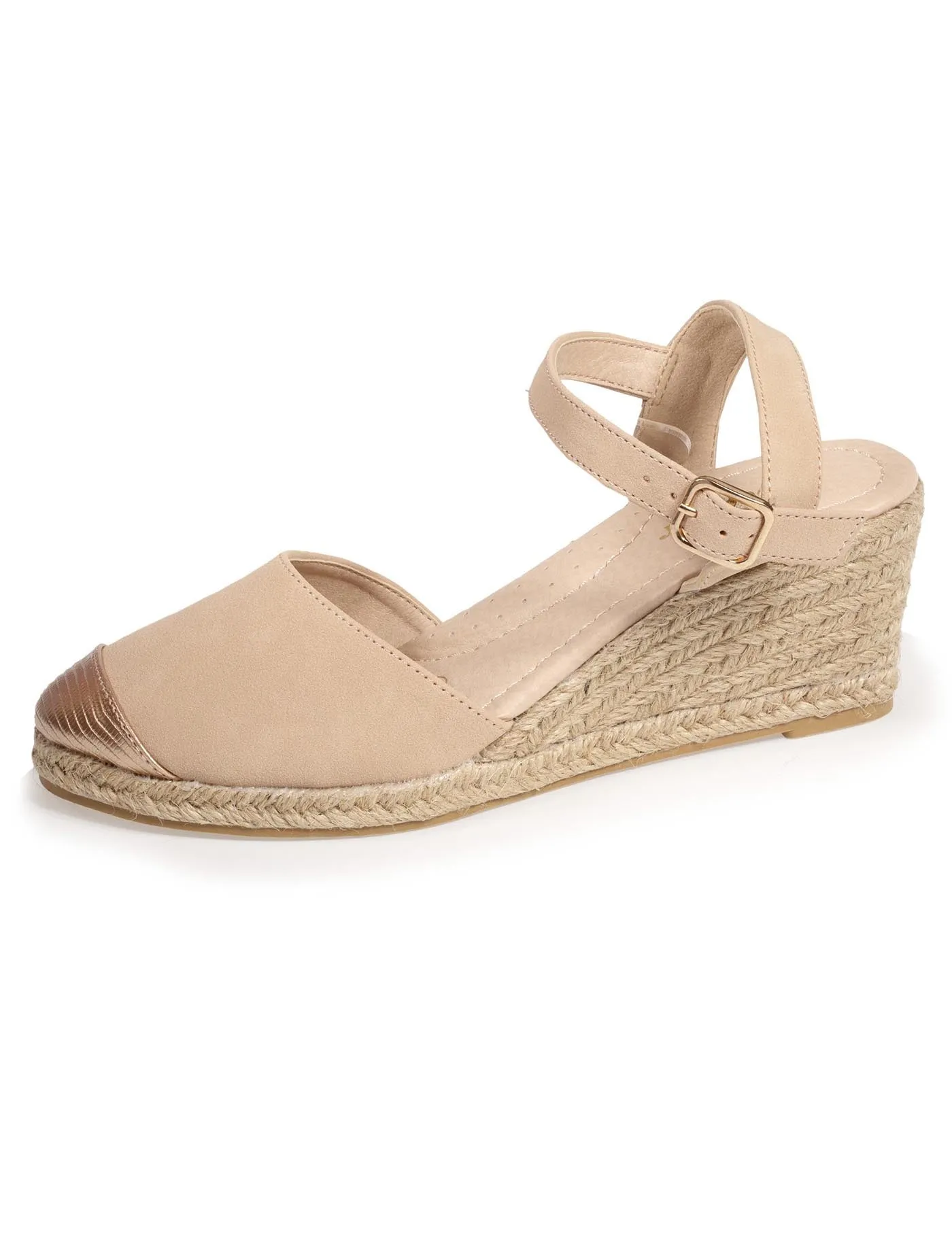 Espadrilles fermées Femme talon corde Beige