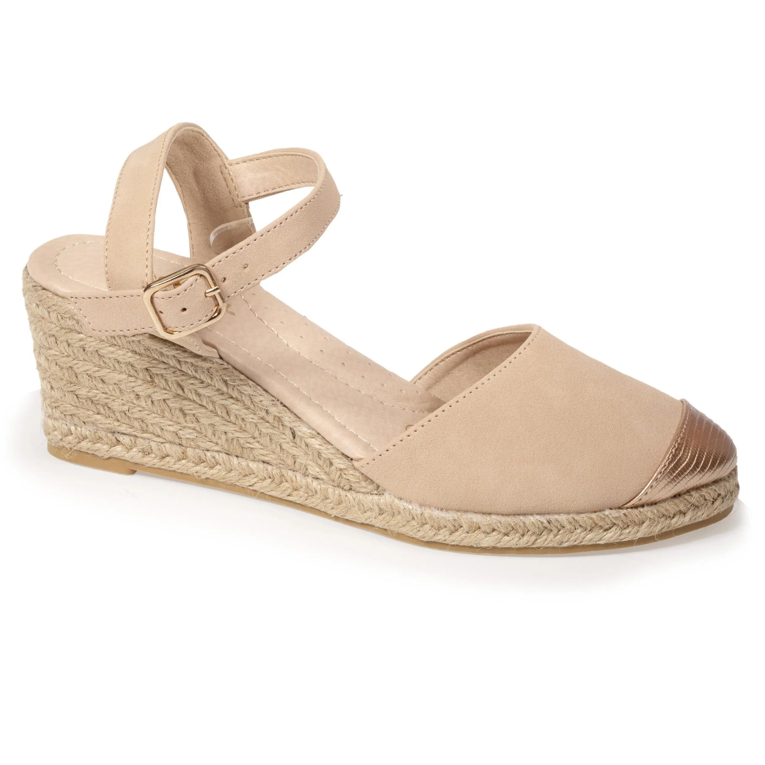 Espadrilles fermées Femme talon corde Beige