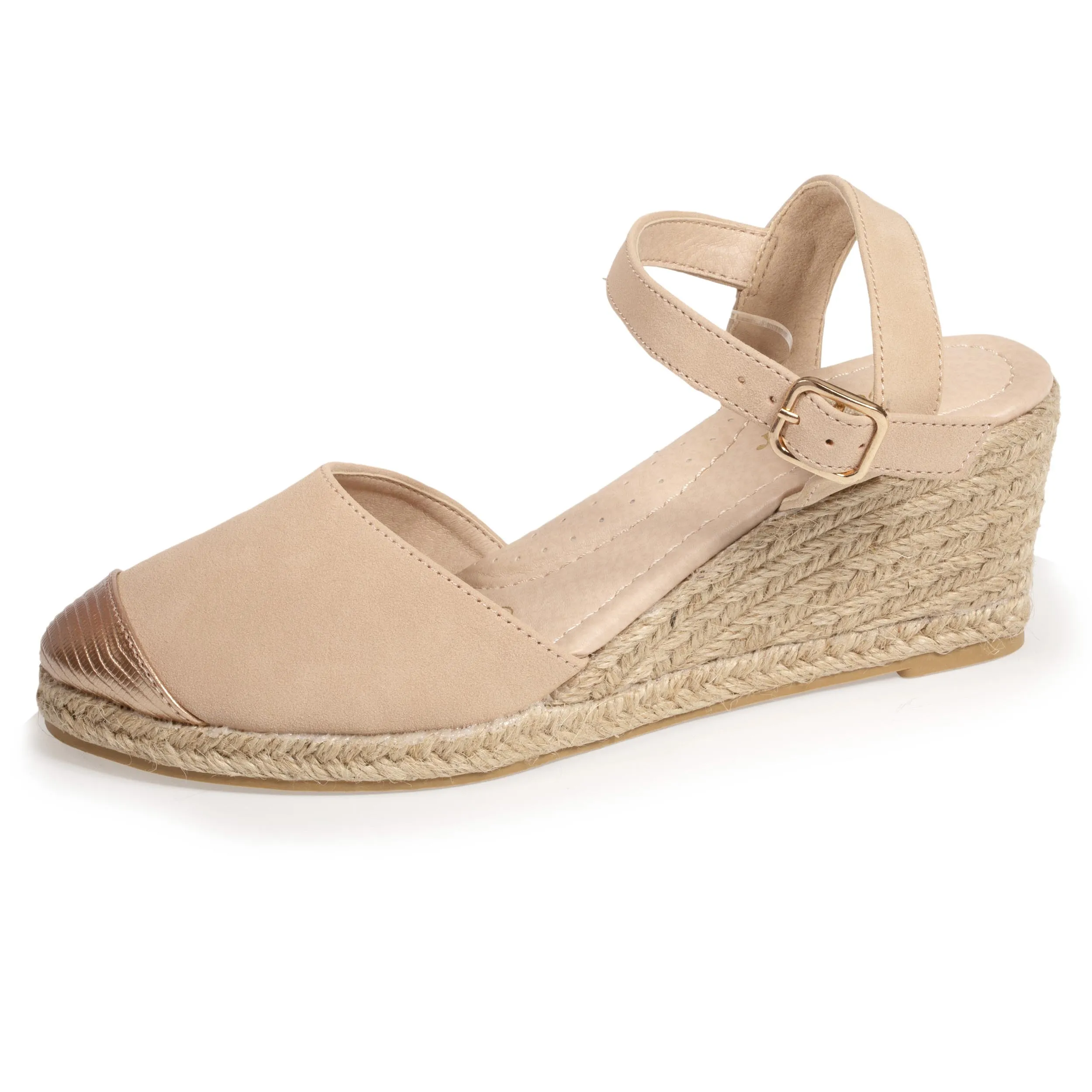 Espadrilles fermées Femme talon corde Beige