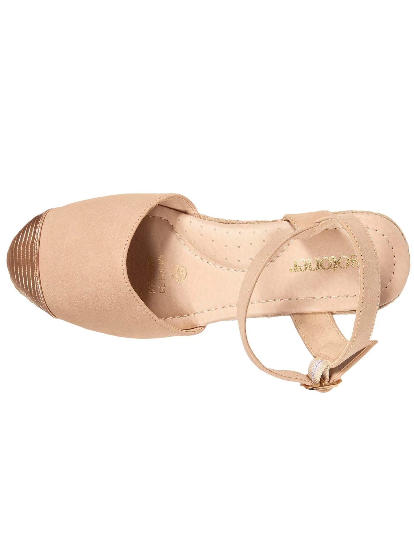 Espadrilles fermées Femme talon corde Beige