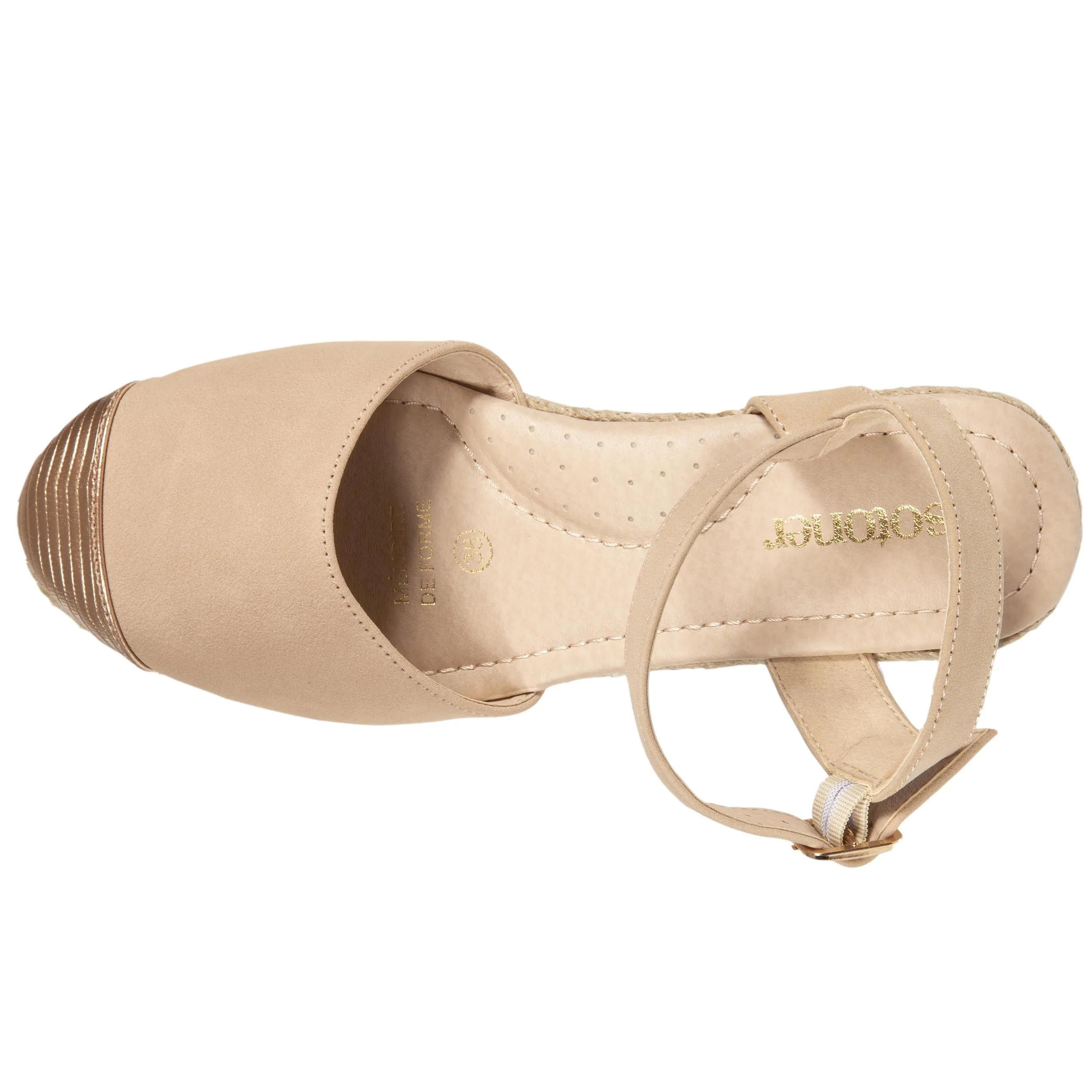 Espadrilles fermées Femme talon corde Beige