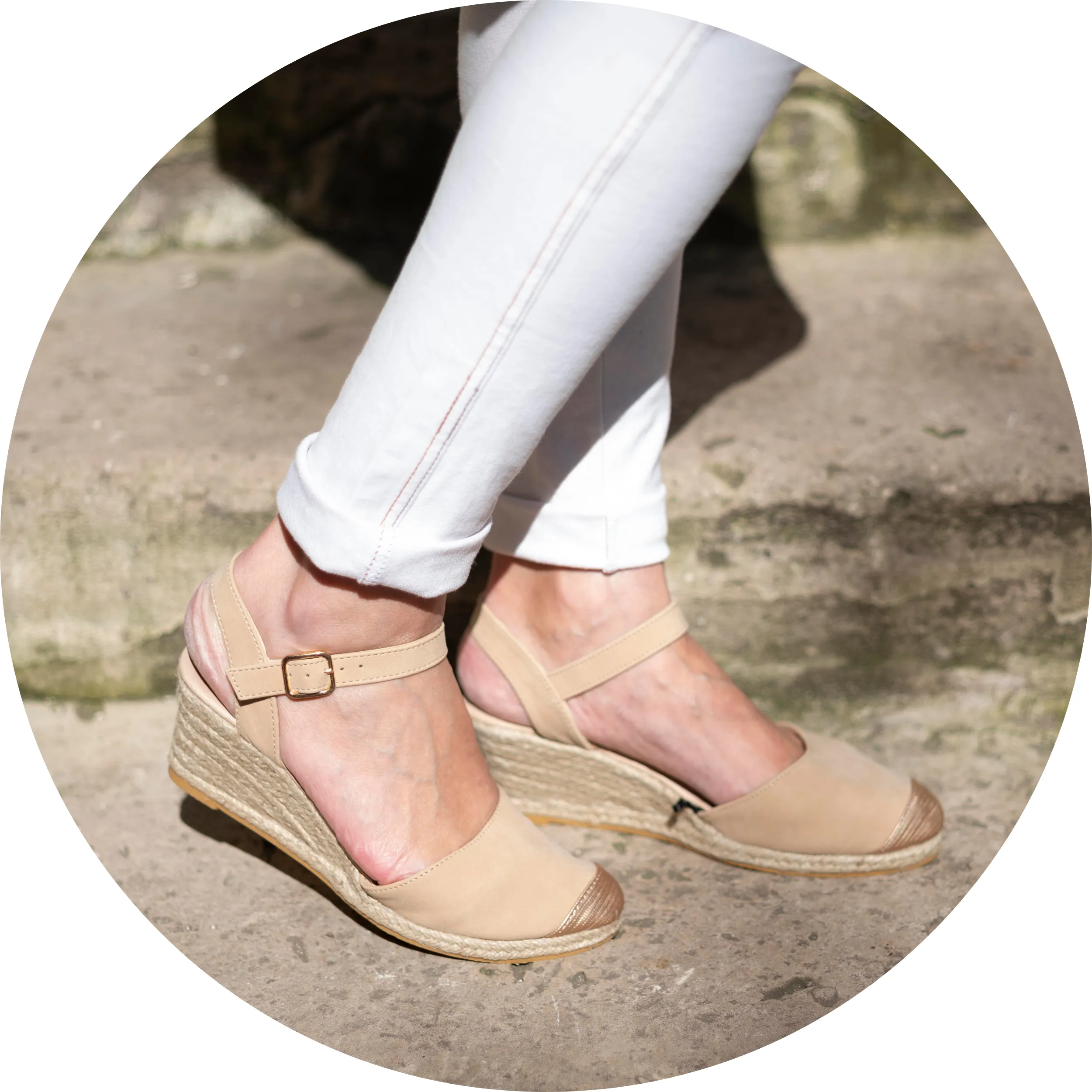 Espadrilles fermées Femme talon corde Beige