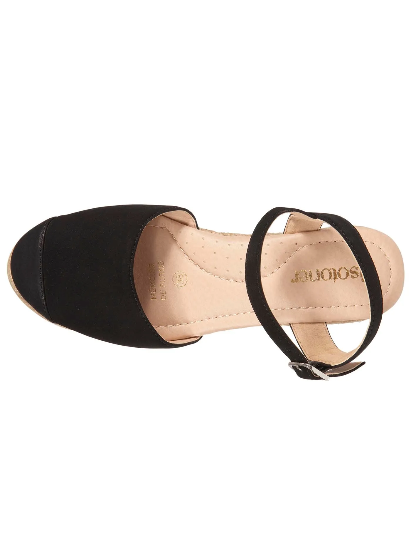 Espadrilles fermées Femme talon corde Noir