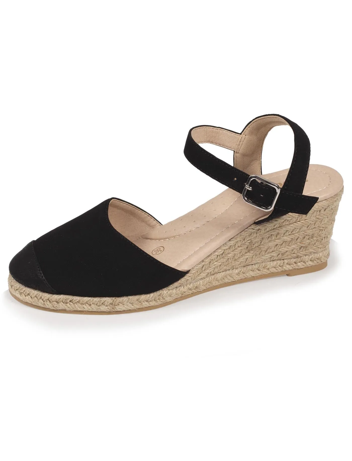 Espadrilles fermées Femme talon corde Noir