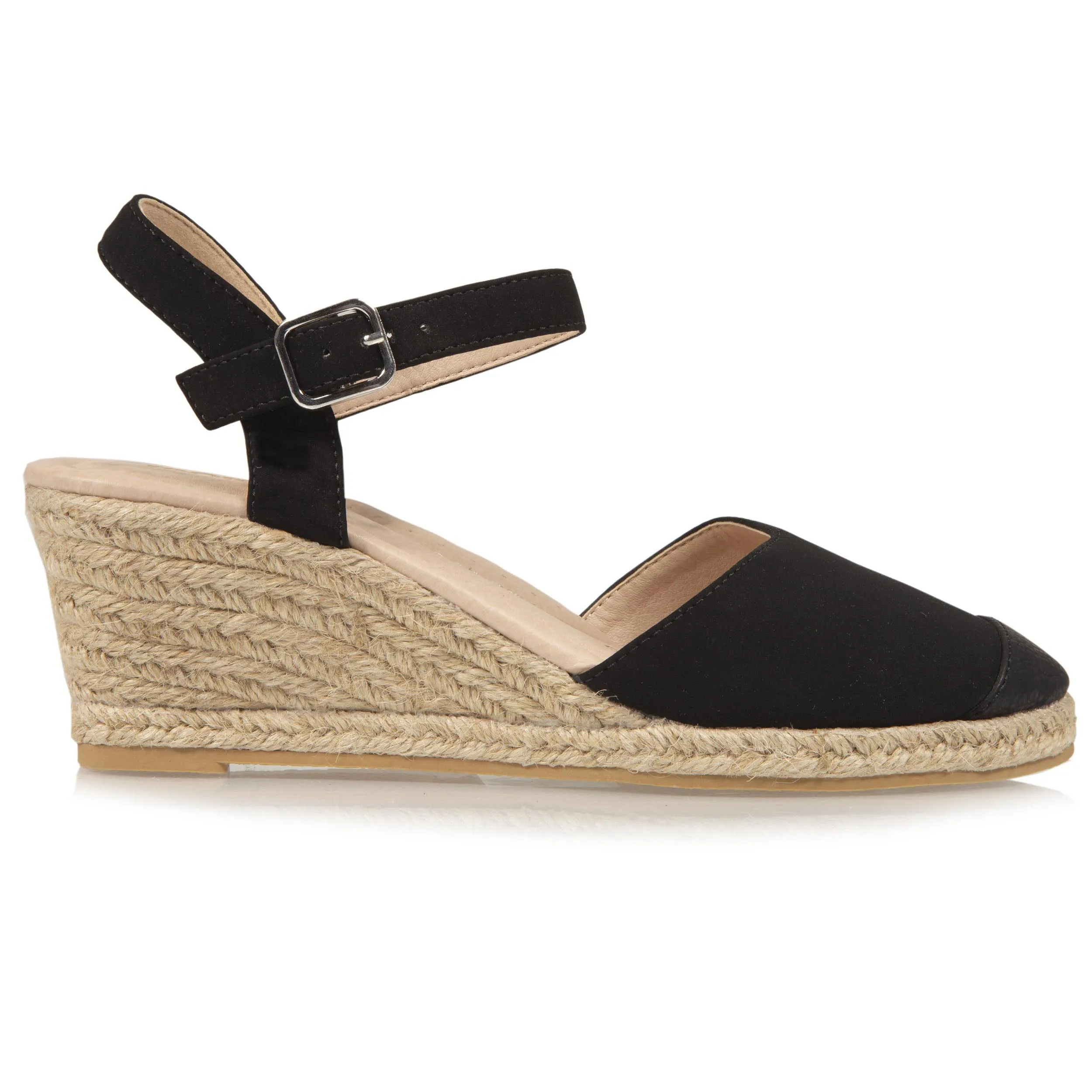 Espadrilles fermées Femme talon corde Noir