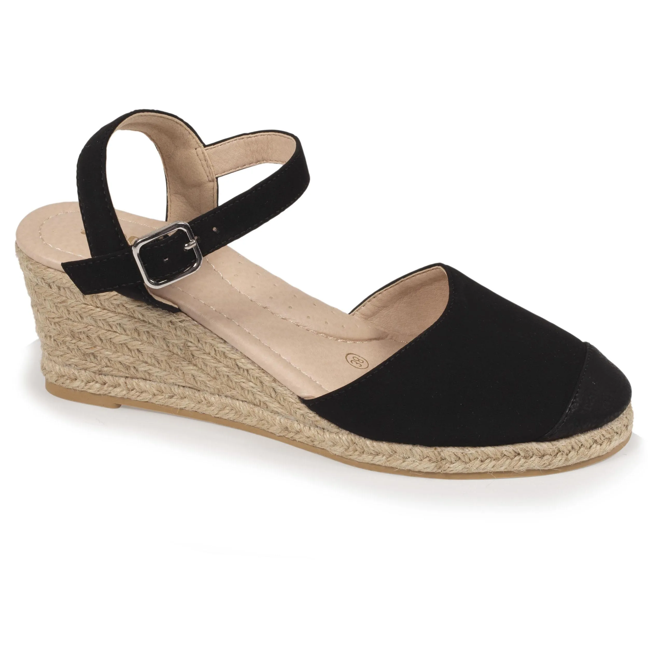 Espadrilles fermées Femme talon corde Noir