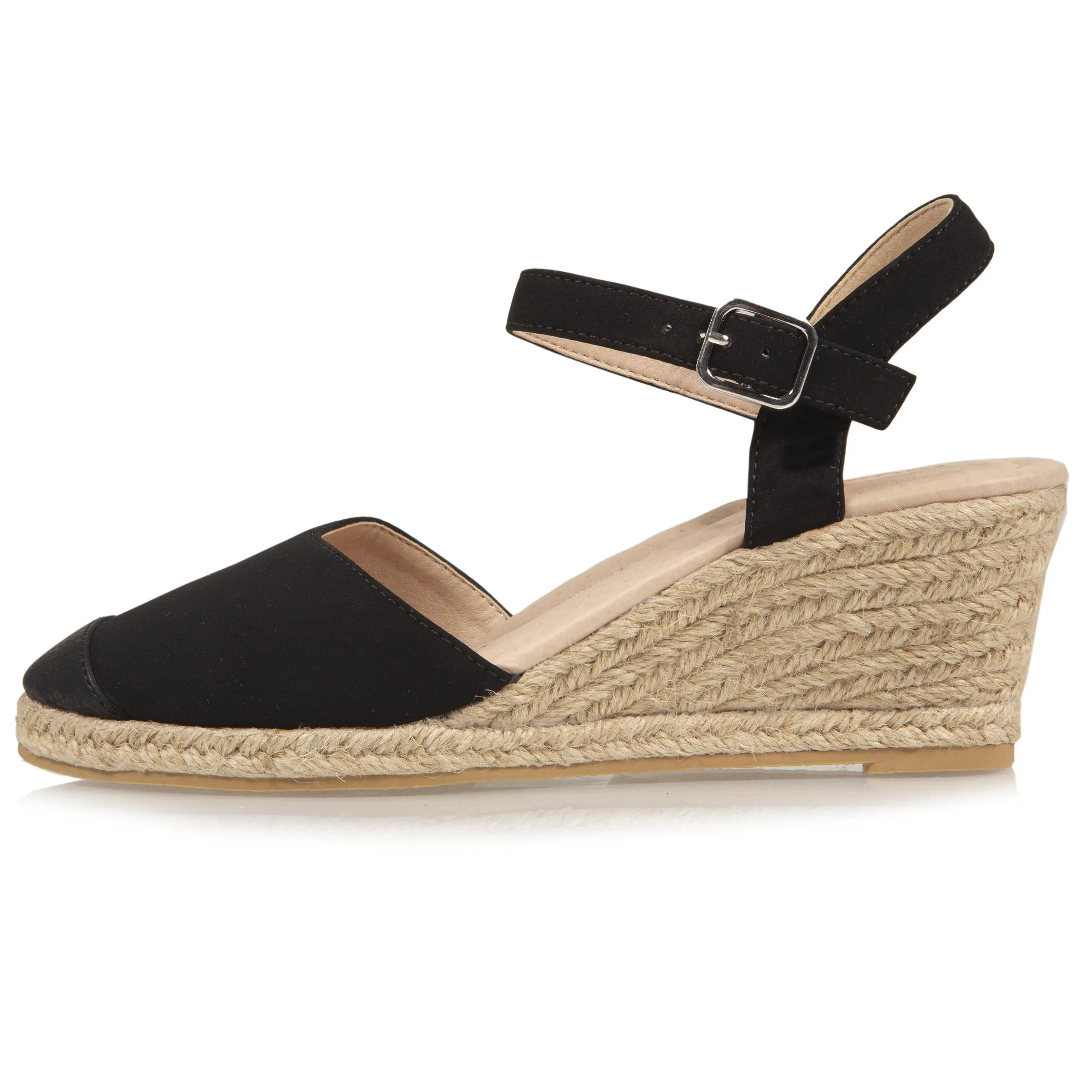 Espadrilles fermées Femme talon corde Noir