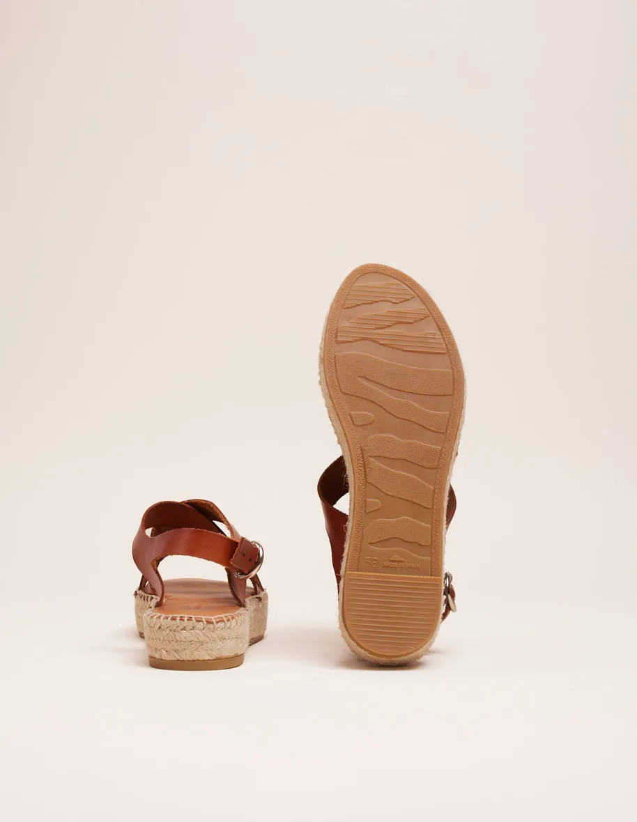 Espadrilles plates Chantal - Cuir cognac