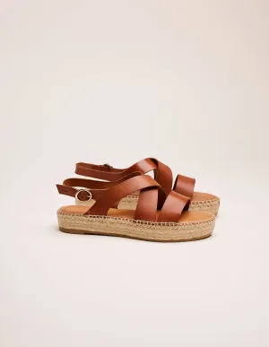 Espadrilles plates Chantal - Cuir cognac