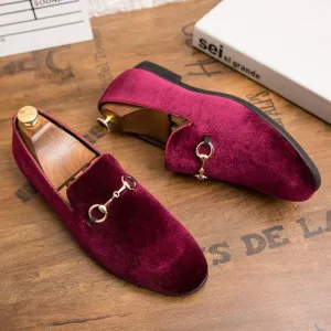 Fashion Gold Velvet Leather Slip on Driving Men's Loafers