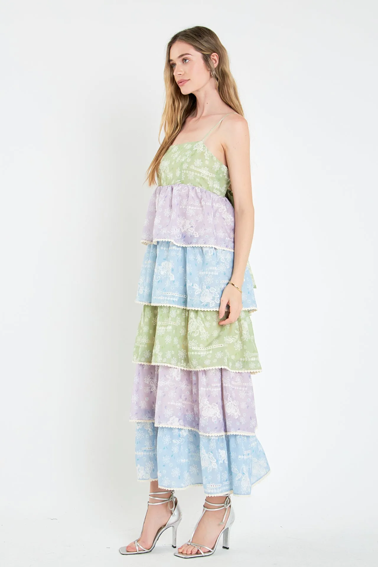 Floral Print Maxi Tiered Dress